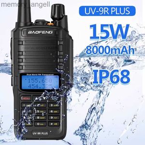 Walkie talkie 15W UHF VHF HT PTT WALKIE TALKIE BAOFENG RADIO UV 9R Plus för jakt och vandring HKD230922