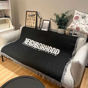 Blankets Soft Sofa Blanket With Japanese Style Black White Neighborhood Design for Indoor and Outdoor Use Bed Plaid Omori Bedspread the HKD230922