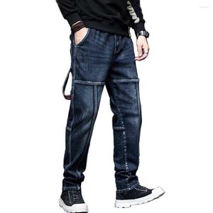 Herr jeans mode plus storlek harem män casual denim byxor lösa baggy hiphop byxor streetwear elastiska midja lastkläder
