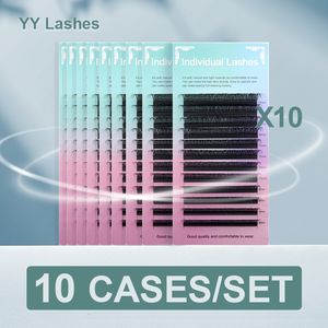 フェアリラッシュフェアリーティス12行YYシェイプまつげエクステンション10CasesLot 005007mm Premium個々のボリュームファンソフトまつげ230921