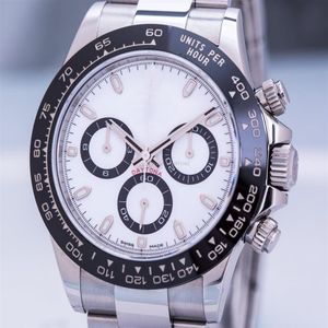 Premium Asian Watch 2813 Sports Automatyczne zegarki mechaniczne 40 mm White Dial 116500 Czarna ceramiczna ramka ze stali nierdzewnej Fold259W