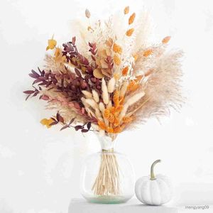 Juldekorationer Flowers Orange Grass Decor Fluffy Dried Flower Wedding Bouquet Dry Decorations For Home R230922