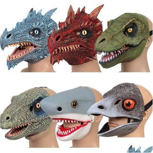 パーティーマスク3D恐竜マスクロールプレイプロップパフォーマンスヘッドギアジュラシックワールドラプターディノフェスティバルカーニバルギフト230705ドロップデdhxds