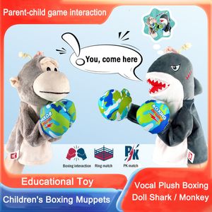 Plush Dolls Children Boxing Against Electric Plush Toys Parent-child Interactive Game Monkey Shark Stuffed Doll Toy Christmas Gifts for Kids 230922