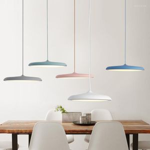 Pendant Lamps Designer Minimalist Black-white-gray Style Restaurant Chandelier Single-ended Modern Compact Circular Flying Saucer Lamp