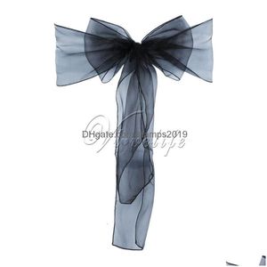 Sashes 100 pcs cadeira organza arcos festa de casamento suprimentos natal dia dos namorados decoração pura decoração de tecido 230721 gota entrega home dhmpy