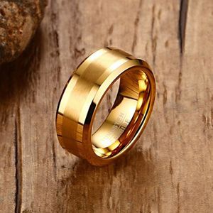 Pierścienie ślubne Zorcvens męskie pierścionki 8 mm wolframy węgliki złoty kolor na palec dla mężczyzn zaręczyny Wedding Pasme Comfort Fit Fashion Jewelry 230922