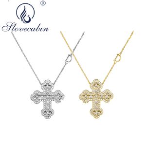 Naszyjniki wiszące Słowcabina Oryginalna 925 SBRILLING SREBRNY KOREAN DOUBLE Cross Mo Move D łańcuch Belle Epoque Cyrcon Women Fine Jewelry Gift 230922