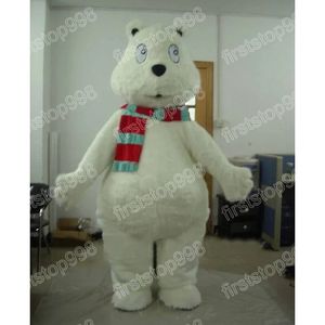 Costume da mascotte orso polare bianco di Halloween Personaggio a tema anime dei cartoni animati di alta qualità Formato adulto Vestito da pubblicità esterna per feste di Natale