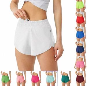 2023 Designer Lululemens Womens Shorts Yoga Fit Zipper Bolso High Rise Quick Dry Mulheres Trem Lulus Curto Solto Estilo Respirável J8u7 #
