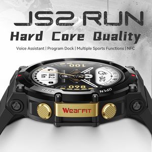 JS2ラン1.48インチスマートウォッチ音声アシスタントNFCプログラムDOCK RELOJES INTELIGENE JS2 RUN SMARTWATCH