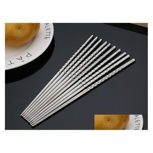 chopsticks 500 pairsorpack stainless steel anti-skip thread style durable sn173 drop delivery home garden kitchen dining bar flatware dhkwk