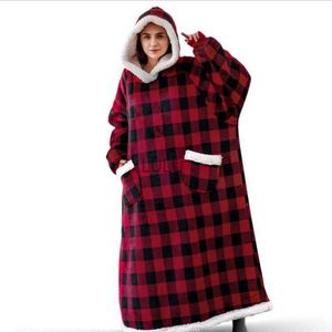 Blankets 2023 Super Long Flannel Blanket with Sleeves Winter Hoodies Sweatshirt Women Men Pullover Fleece Giant TV Blanket Oversized New HKD230922