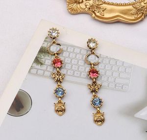 Marke Designer Brief Stud Mode 18K Gold Überzogene Frauen Lange Quasten Baumeln Ohrring Geometrische Diamant Ohrbügel Frauen Hochzeit schmuck