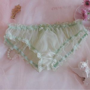 Underpants Sweety Men Bow-Knot Pink Gays Underwear Floral Lace Pouch Sissy Panties Bikini Brief Sheer Mesh Transparent Sexy Lingerie 2023