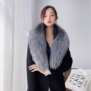 Scarves Real Fur Collar For Winter Coat Hood Decor Furry Scarf Parkas Large Size 230921