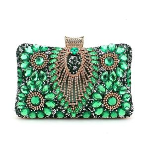 Evening Bags Green Tassel Women Evening Bags Diamonds Small Day Clutch Luxury Chain Shoulder Handbags For Party Holder Purse 230921