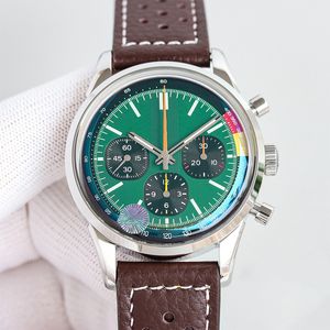 Мужские часы механические хронографические спортивные наручные часы с кожаным ремешком Montre De Luxe водостойкие 42 мм с сапфировым стеклом