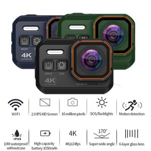 Camcorders 4K Ultra HD Action Camera 60fps 10m Waterproof 2.0' Screen 1080p Sport Camera Go Drive Recorder Tachograp Travel Digital Cameras 230922