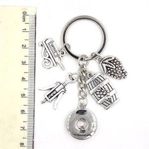 Neue Ankunft DIY austauschbare 18mm Snap Schmuck Wein Schlüsselanhänger Druckknopf Schlüsselanhänger Handtasche Charme Schlüsselanhänger Weinliebhaber Geschenke für 206j