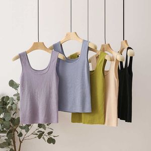 Eine kleine Menge Lyocell Tencel, quadratischer Ausschnitt, großes U-Ausschnitt, kleines Tanktop, vielseitiges gestricktes Tanktop, weiche Passform