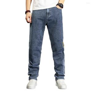 Herr jeans vår sommar mode denim män avslappnad lös baggy byxor raka hiphop streetwear plus storlek kläder