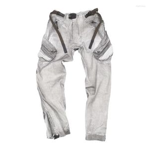 Men's Pants Stereoscopic Multiple Pockets Function Cargo Multi-Zipper Design Loose Jogger Trousers For Male