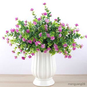 Christmas Decorations Pink Rose Red Mini Artificial Plants Plastic Flowers Outdoor Green Decoration Wedding Flowers Decor For Home R230922