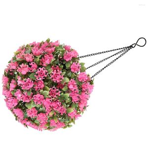 Dekorativa blommor Flower Grass Ball Chandelier Light Faux Plants Outdoor Solar Topiary Balls Garden LED Tlight Artificial Lawn Powered