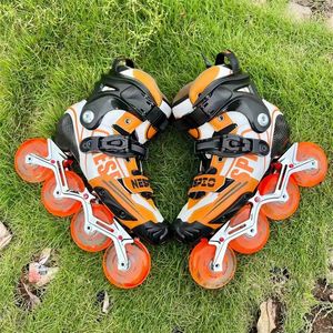 Inline rullskridskor Big Orange Professional Carbon Fiber Slide Shoes for Man Boys Youngs Street Fight Road Skating Shift Drift Show FSK ROCK 230922