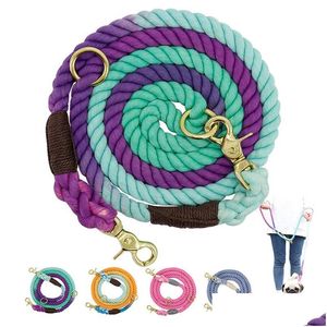 Dog Collars Leashes Soft Pet Rope Nylon Small Medium Large Dogs Leash Long Heavy Duty Puppy Walking Hiking Lead Ropes For 20220827 Dhwpk