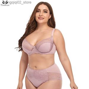 BHs Sets Xiushiren Rosa BH und Slip Set Dessous Große Größe 38 40 42 44 46 48 d Cup Frauen BH Set Ultradünne Frau 5Xl 6Xl Höschen Set Q230922