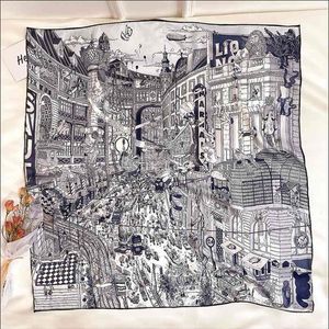 Luxury Scarves 90 90 cm Silk Scarf Top Square Twill Hand Rolled bandana Foulard Femme Soie De Marque Luxe 210819260O