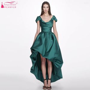 Party Dresses Green High Low Fashion Evening Cap Sleeve Stunning Women Formal Gowns ZE124
