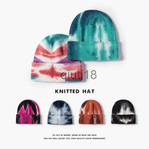 Beanie/Totenkopfkappen Herbst und Winter Batikgefärbte Strickmützen Damen Outdoor Hip Hop Warm Brimless Cold Hat Herren Wollmützen x0922