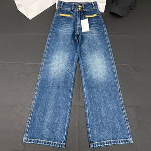 Kobiety proste dżinsowe spodnie dżinsy projektanta niebieska elegancka kobieta spodni metalowy design dżinsy jeansy luksusowe spodnie dżinsowe