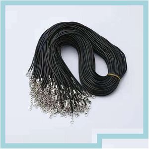 Jewelry Cord Wire 100 Pcs/Lot 1 5Mm Black Wax Leather Necklace Rope String Chain For Diy Fashion Making Accessories In B Drop Delivery Dhrf1