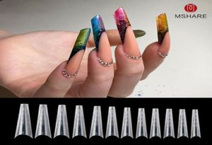Mshare Dual Forms Russian Almond Nail Tips Balerina Half Cover Quick Building Mold For Acrylic Gel Extension 120pcs i Box2684142