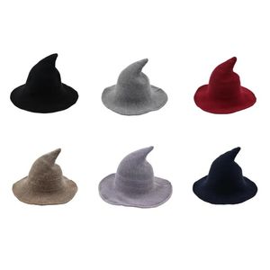 Lungo Halloween diversificato il berretto di lana di pecore a maglia pescerman cappello femminile Fashion Witch Basin Bucket 0220