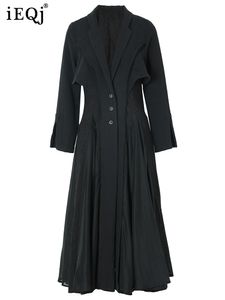 Kobiety mieszanki ieqj vintage luksusowy płaszcz dla kobiet splicowany żakardowy lniany bawełniany bawełniał długość długości mody wiatrówki 3WQ2328 230922