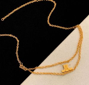 Высококачественное доступное роскошное золотое двухслойное ожерелье, женское нишевое дизайнерское ожерелье на ключице, европейские и американские ожерелья