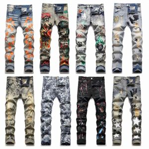 Motorcycle Trendy Ksubi Am Jeans Designer Jeans Mens Fashion Cool Style Denim Pant Distressed Ripped Biker Embroide Religion Pants Brand Stack Purple Jeans