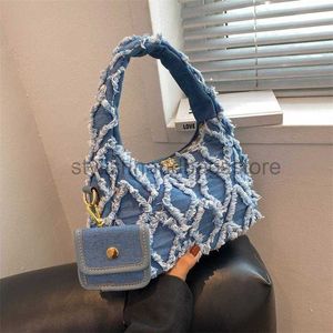 Cross Body Small Denim Shoulder Bags For Women Luxury Designer Handväska och handväska 2022 Kvinnlig Casual Tote Högkvalitativ armhålväska Ny ClutchStylishhandbagsstore