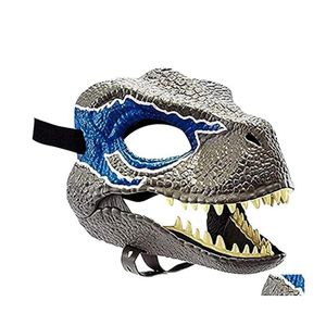 Máscaras de festa 3D Dinossauro Máscara Role Play Props Desempenho Headgear Jurassic World Raptor Dino Festival Carnaval Presentes 220704 Drop Del Dha7Q