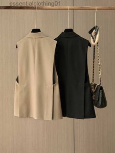 Kadın Yelekleri JMPRS Moda Ofisi Blazer Yelek Kadınlar Yaz 2022 Dönüşü Dönüş Yaka Tek Düğmesi Wasitcoat Kadın Siyah Kolsuz Ceket Yeni L230922