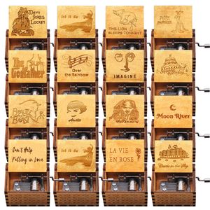 Objetos decorativos estatuetas de madeira manivela caixa de música anime tema rainha jurassic park padrinho decoração casa natal presente de aniversário 230921