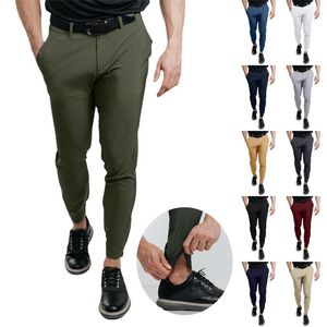 Calças masculinas largas finas justas casuais respiráveis tornozelo zip fit joggers house 6 band 13 little