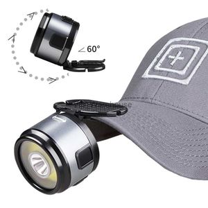 Lampade frontali Lampada frontale da campeggio impermeabile Cappello con clip Cap Light XPG + COB Faro LED Type-C USB Ricarica Campo Faro da pesca Angolo regolabile HKD230922