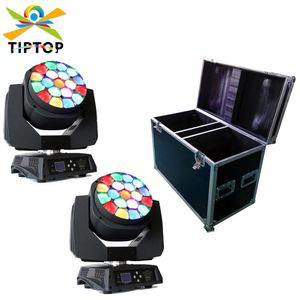 Flight Case 2in1 Packing med 2st/Lot Big Bee Eye LED Moving Head Zoom Funktion 4-60 grader RGBW 4in1 19x15W Beam Effect Light Light