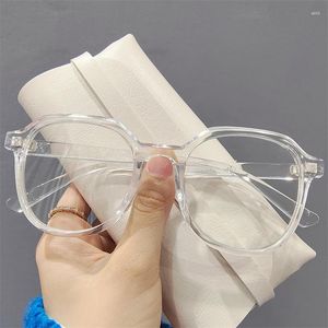 Okulary przeciwsłoneczne Duże rama wielokątne szklanki przeciw niebiesko -lekkie przezroczyste cukierki Pigment twarz płaski obiektyw można sparować z krótkowzrocznością